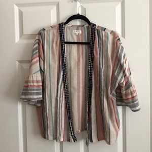 THML cotton top, open front, ruffle sleeve